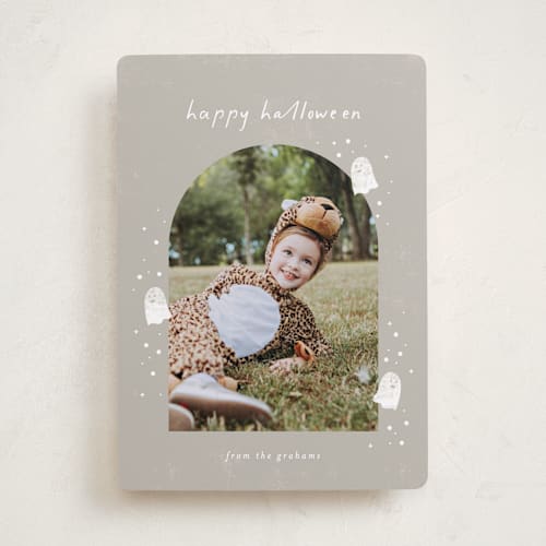 This is a dirt halloween party invitations cards by Pixel and Hank called ghostly printing on recycled smooth signature in standard