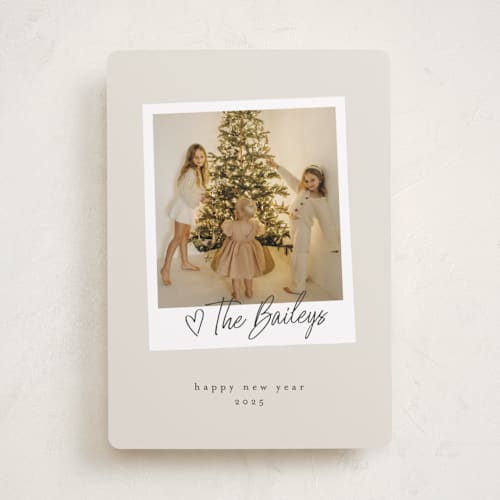 This is a cream new year photo cards with standard by Karidy Walker called holiday snapshot printing on recycled smooth signature in standard