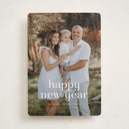 This is a blizzard new year photo cards with standard by Wildfield Paper Co called quartz printing on recycled smooth signature in standard