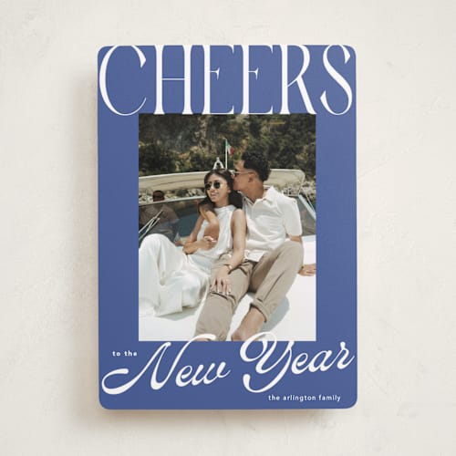 This is a santorini new year photo cards with standard by chocomocacino called sifnos printing on recycled smooth signature in standard