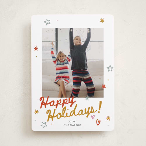 This is a confetti new year photo cards with standard by Ani Somi called everything confetti printing on recycled smooth signature in standard