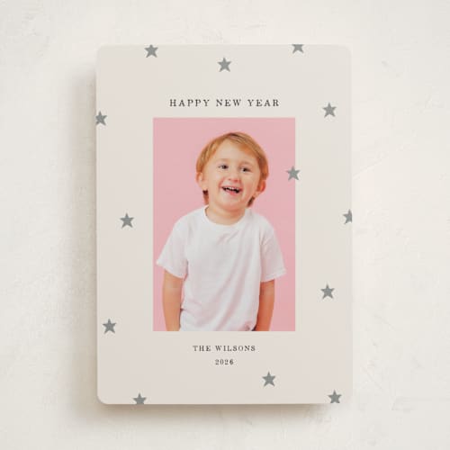 This is a starlight new year photo cards with standard by Kercia Jane called tiny star confetti printing on recycled smooth signature in standard