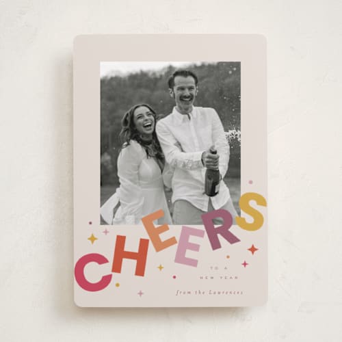 This is a berry new year photo cards with standard by Everett Paper Goods called dazzle printing on recycled smooth signature in standard