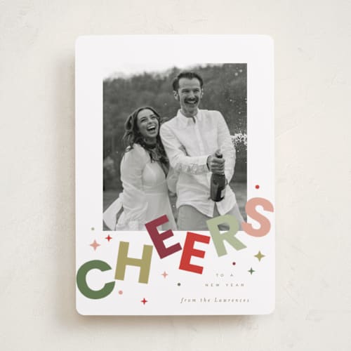 This is a elf shoes new year photo cards with standard by Everett Paper Goods called dazzle printing on recycled smooth signature in standard