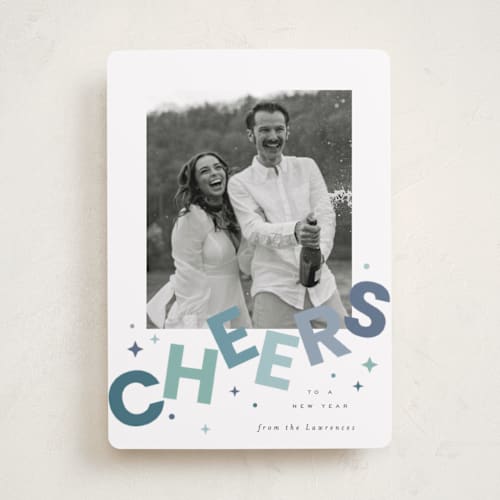 This is a ice skate new year photo cards with standard by Everett Paper Goods called dazzle printing on recycled smooth signature in standard