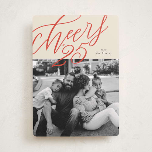 This is a sangria new year photo cards with standard by letterfix called cheers from us printing on recycled smooth signature in standard