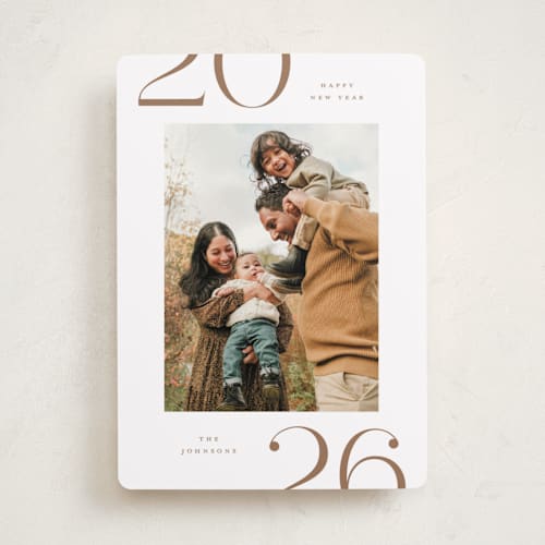 This is a snow new year photo cards with standard by Michelle Taylor called on the edge printing on recycled smooth signature in standard