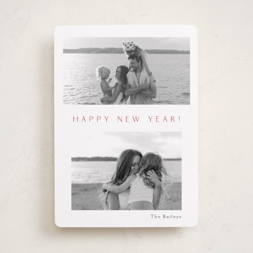 This is a cotton new year photo cards with standard by Angela Thompson called minimalist gallery printing on recycled smooth signature in standard