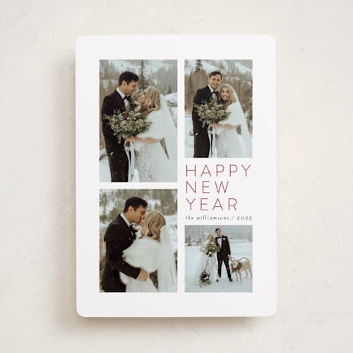 This is a berry new year photo cards with standard by Jen Tips called all aglow printing on recycled smooth signature in standard