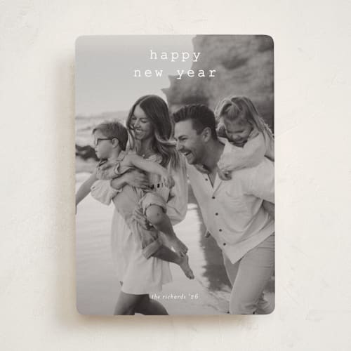 This is a cotton new year photo cards with standard by Stacey Meacham called cheery vibes printing on recycled smooth signature in standard