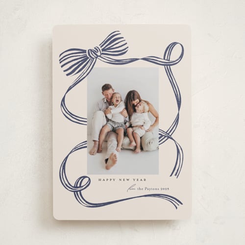This is a blue spruce new year photo cards with standard by Carrie ONeal called neddy printing on recycled smooth signature in standard