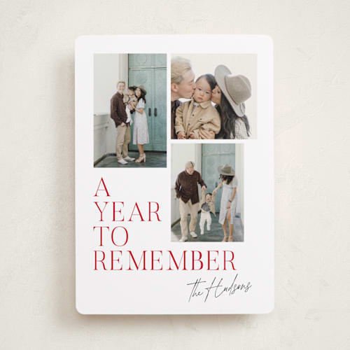 This is a cherry new year photo cards with standard by Nicoletta Savod called a year to remember printing on recycled smooth signature in standard