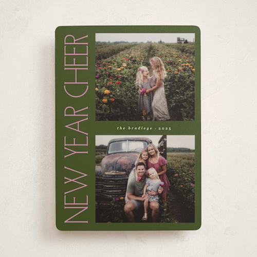This is a fern new year photo cards with standard by Lindsay Megahed called sideways printing on recycled smooth signature in standard