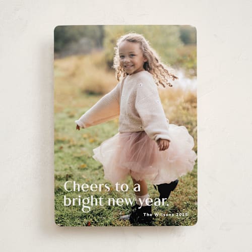 This is a sugar new year photo cards with standard by Kimberly Morgan called bright and new printing on recycled smooth signature in standard