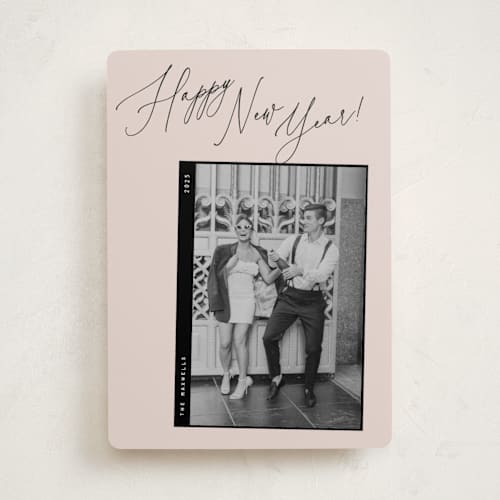 This is a latte new year photo cards with standard by Lindsay Megahed called snap printing on recycled smooth signature in standard