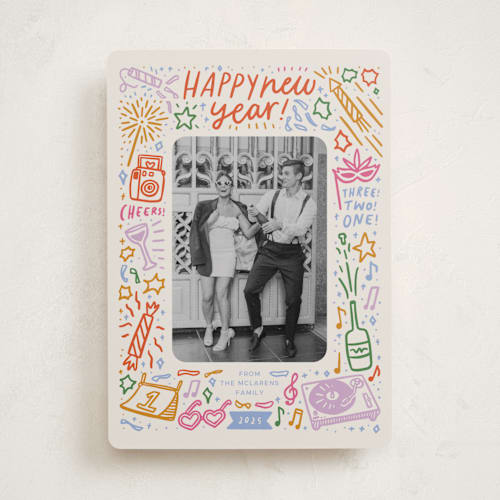 This is a sprinkles new year photo cards with standard by Abbigail Lim called three! two! one! printing on recycled smooth signature in standard