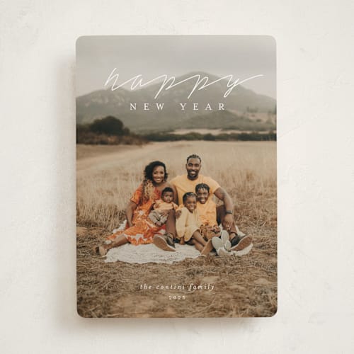 This is a snowflake new year photo cards with standard by Robin Ott called clarity printing on recycled smooth signature in standard