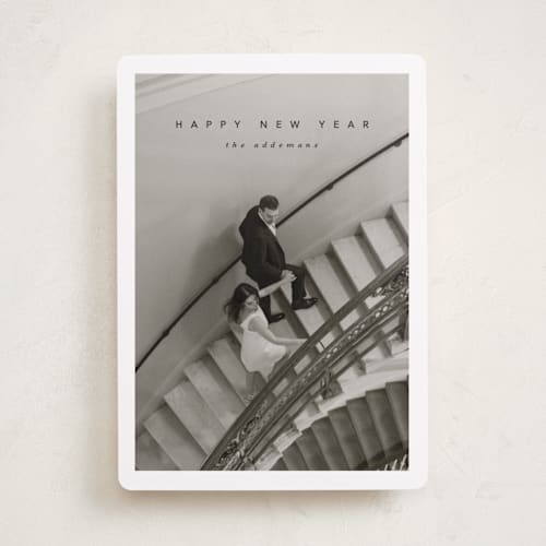 This is a ink new year photo cards with standard by Lucrecia Caporale called timeless charm printing on recycled smooth signature in standard