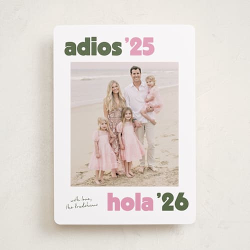 This is a rosa new year photo cards with standard by Megan Davis called adios printing on recycled smooth signature in standard