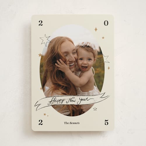 This is a midnight new year photo cards with standard by Helena Vitto called bright sky printing on recycled smooth signature in standard