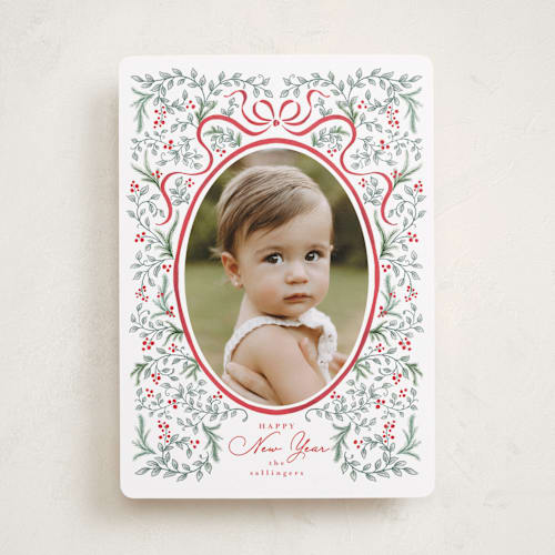 This is a cherry holiday photo cards with standard by Tamara Hilje called charming printing on recycled smooth signature in standard