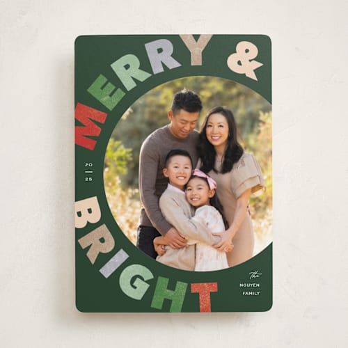 This is a tree farm holiday photo cards with standard by Pixel and Hank called merry-go-round printing on recycled smooth signature in standard