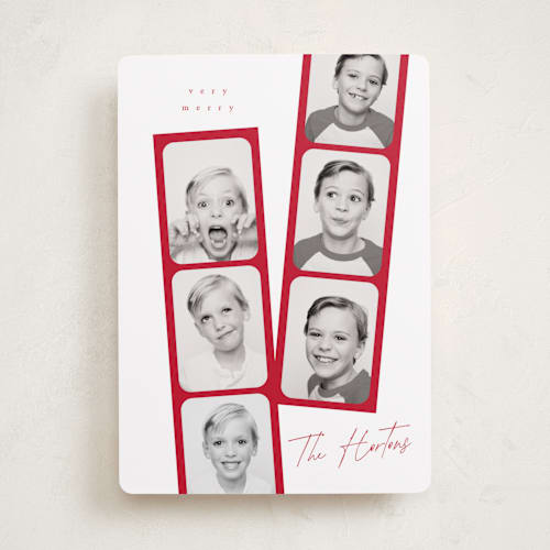 This is a santa suit holiday photo cards with standard by Leah Bisch called snapshots printing on recycled smooth signature in standard