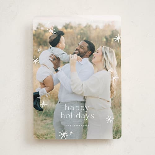 This is a snow holiday photo cards with standard by Wildfield Paper Co called twinkle! printing on recycled smooth signature in standard