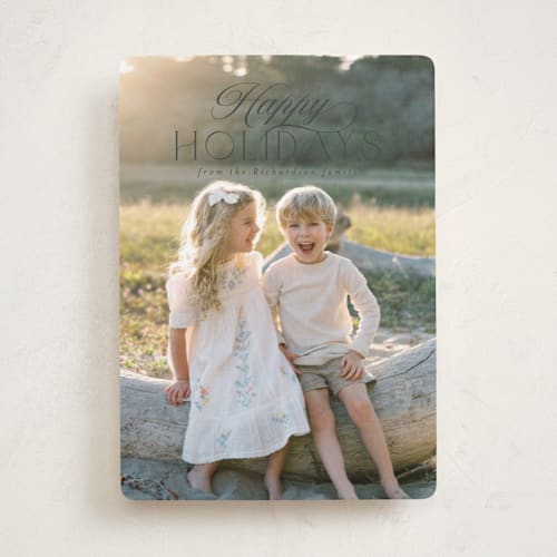 This is a coal holiday photo cards with standard by Deynaaz Daraei called ashby printing on recycled smooth signature in standard