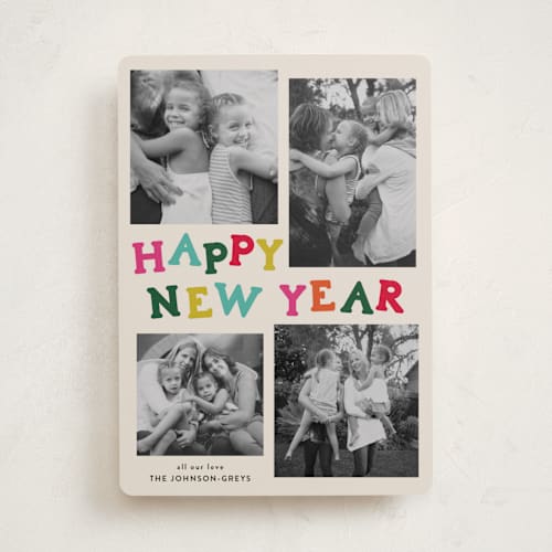 This is a bright holiday photo cards with standard by Inkblot Design called color coded spirit printing on recycled smooth signature in standard
