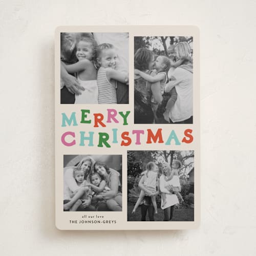 This is a fruitcake holiday photo cards with standard by Inkblot Design called color coded spirit printing on recycled smooth signature in standard