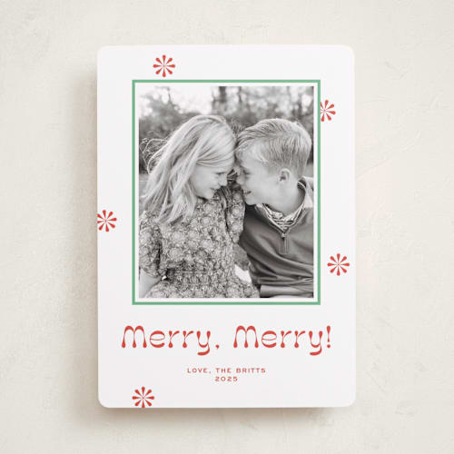 This is a candy cane holiday photo cards with standard by Megan Davis called peppermint printing on recycled smooth signature in standard