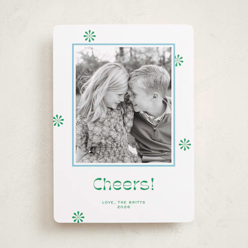 This is a elf holiday photo cards with standard by Megan Davis called peppermint printing on recycled smooth signature in standard