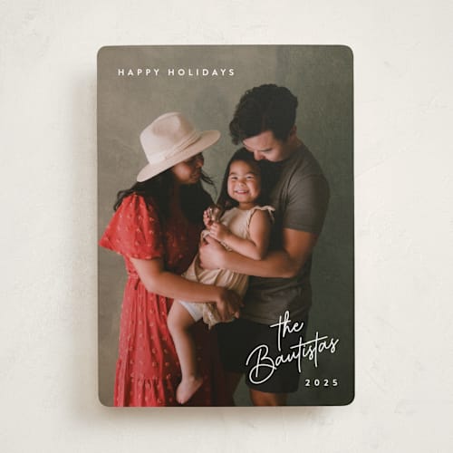 This is a snow holiday photo cards with standard by Hooray Creative called sans and signature printing on recycled smooth signature in standard