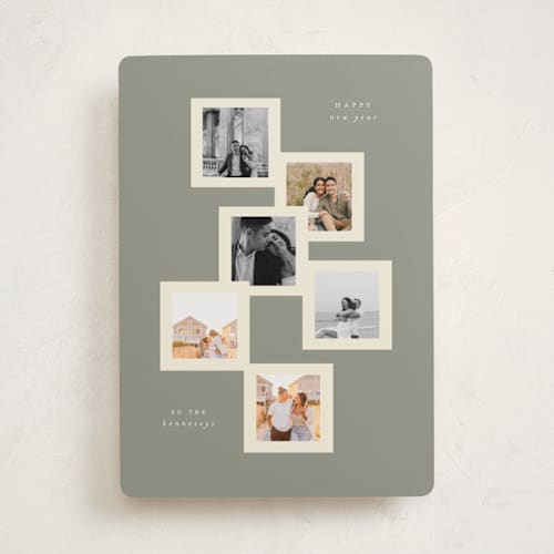 This is a sage holiday photo cards with standard by Lori Wemple called multi holiday printing on recycled smooth signature in standard