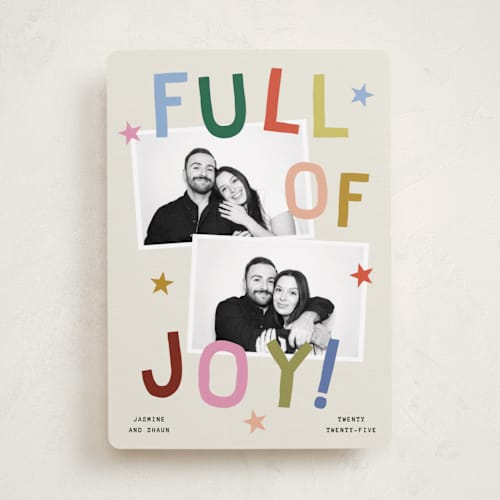 This is a jubilant holiday photo cards with standard by Kercia Jane called full of joy (& cheer) printing on recycled smooth signature in standard