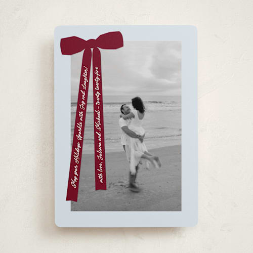 This is a mulled wine holiday photo cards with standard by Pati Cascino called robin printing on recycled smooth signature in standard