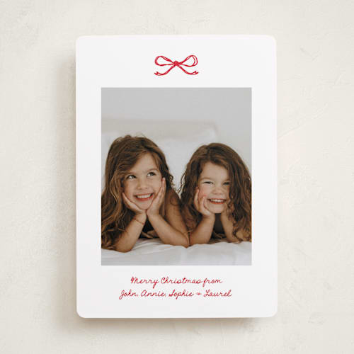 This is a candied apple holiday photo cards with standard by Kelly Watkins called mini bow printing on recycled smooth signature in standard