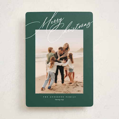 This is a balsam fir holiday photo cards with standard by Jessica Williams called topper printing on recycled smooth signature in standard