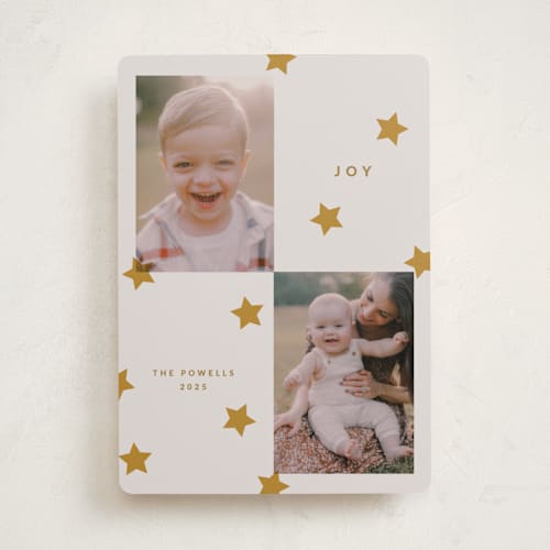 This is a star holiday photo cards with standard by Sumak Studio called duo printing on recycled smooth signature in standard