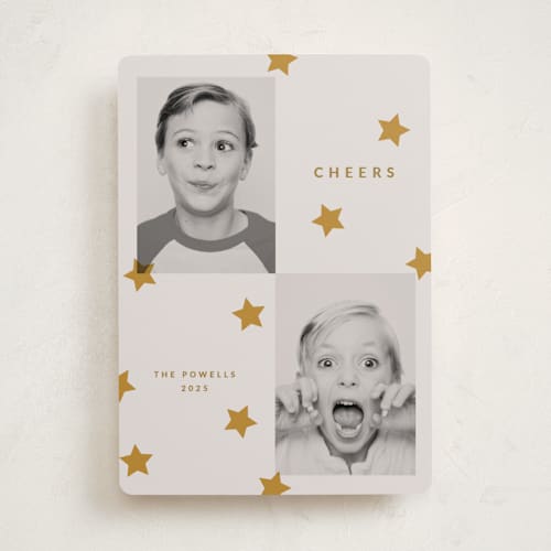 This is a star holiday photo cards with standard by Sumak Studio called duo printing on recycled smooth signature in standard