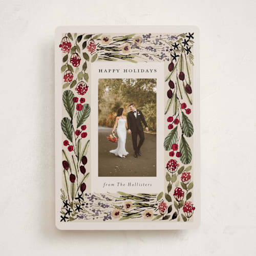 This is a putty holiday photo cards with standard by Meagan Christensen called abundance printing on recycled smooth signature in standard