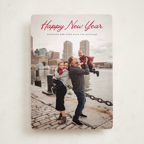 This is a rouge holiday photo cards with standard by Sara Hicks Malone called christmas classic printing on recycled smooth signature in standard