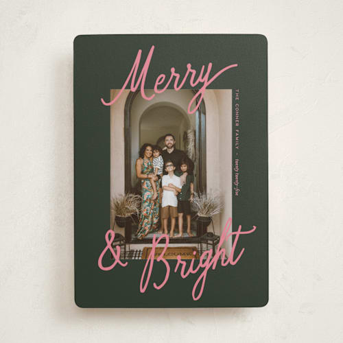 This is a mistletoe holiday photo cards with standard by Pixel and Hank called jottings printing on recycled smooth signature in standard