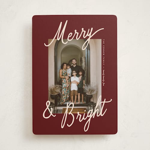 This is a cranberry holiday photo cards with standard by Pixel and Hank called jottings printing on recycled smooth signature in standard