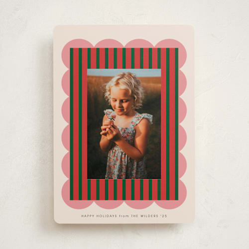 This is a holly holiday photo cards with standard by Morgan Kendall called layered frame printing on recycled smooth signature in standard