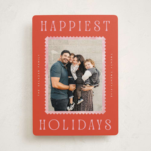 This is a maraschino holiday photo cards with standard by Pixel and Hank called delightful printing on recycled smooth signature in standard