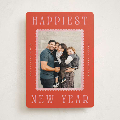 This is a maraschino holiday photo cards with standard by Pixel and Hank called delightful printing on recycled smooth signature in standard