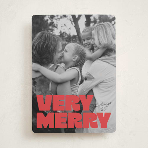 This is a poinsettia holiday photo cards with standard by Jessie Steury called very bold printing on recycled smooth signature in standard