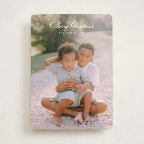 This is a cotton holiday photo cards with standard by Amy Kross called weston printing on recycled smooth signature in standard